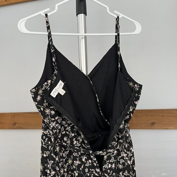 She + Sky Black Floral Ruffle Bottom Lined Mini Fit Flare A-Line Sun Dress Sz L - Picture 10 of 15